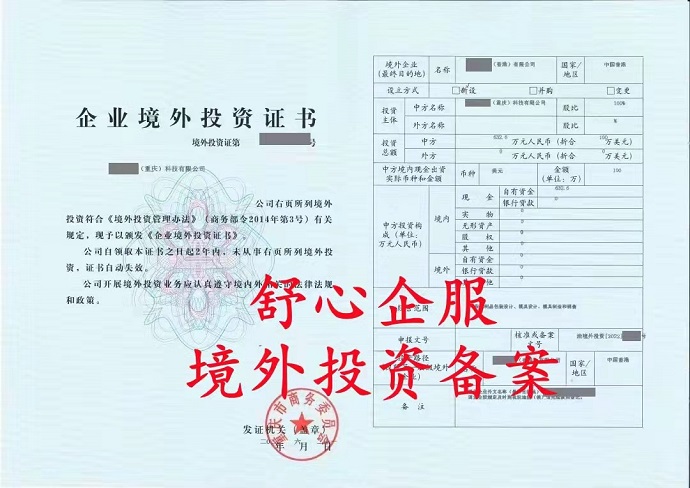2022年重慶公司辦理境外投資備案成功投資中國(guó)香港公司案例